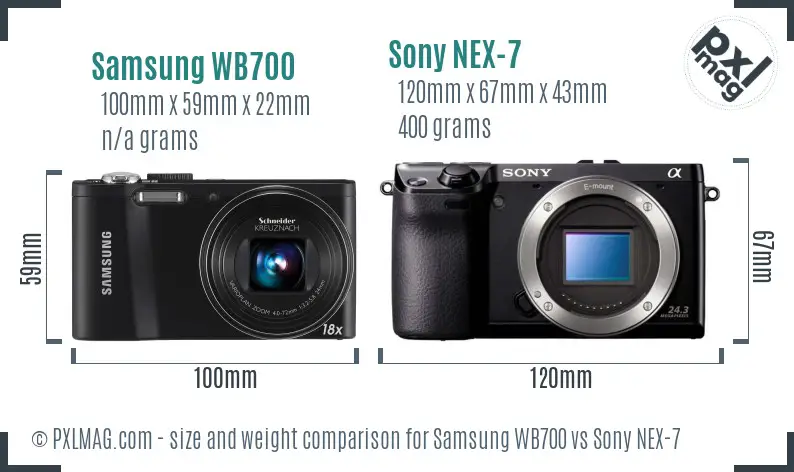 Samsung WB700 vs Sony NEX-7 size comparison Samsung WB700 vs Sony NEX-7 size comparison