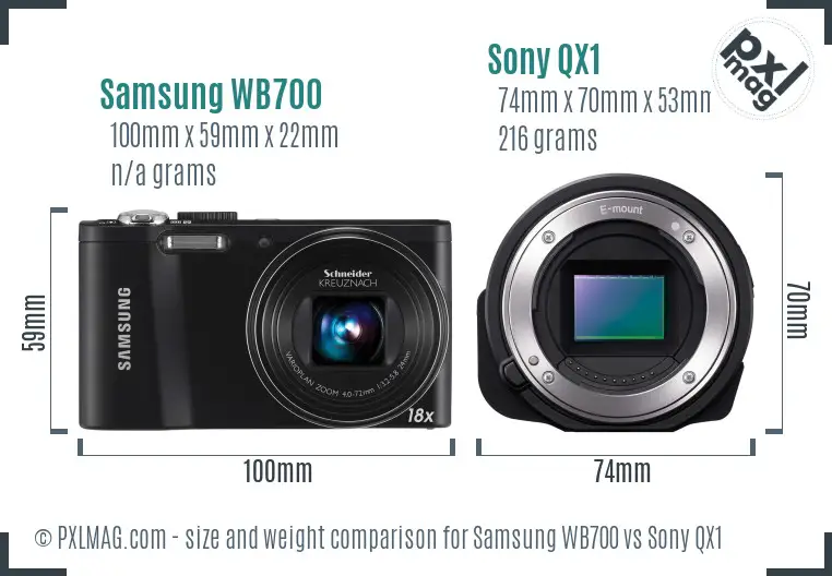 Samsung WB700 vs Sony QX1 size comparison Samsung WB700 vs Sony QX1 size comparison