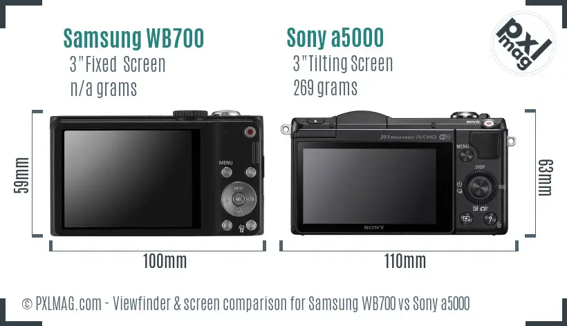 Samsung WB700 vs Sony a5000 Screen and Viewfinder comparison