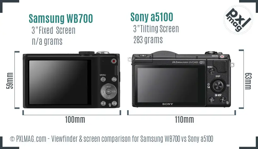 Samsung WB700 vs Sony a5100 Screen and Viewfinder comparison