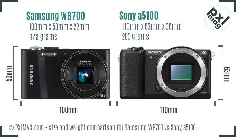 Samsung WB700 vs Sony a5100 size comparison