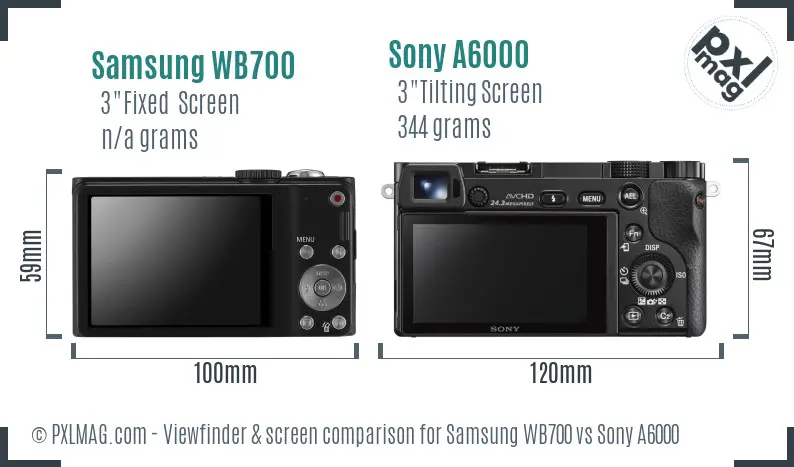 Samsung WB700 vs Sony A6000 Screen and Viewfinder comparison