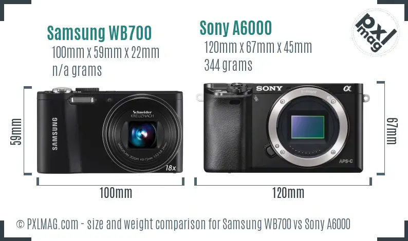 Samsung WB700 vs Sony A6000 size comparison
