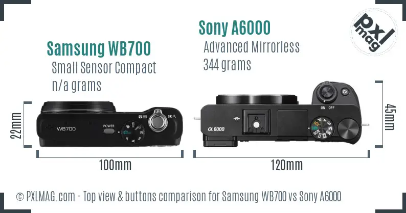 Samsung WB700 vs Sony A6000 top view buttons comparison