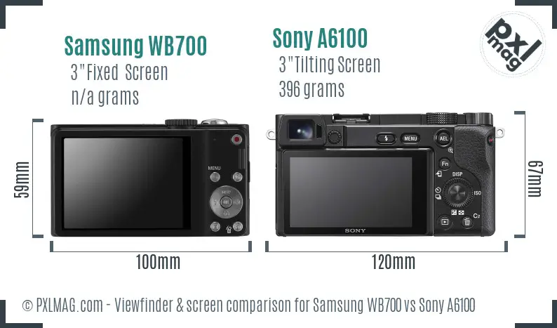Samsung WB700 vs Sony A6100 Screen and Viewfinder comparison
