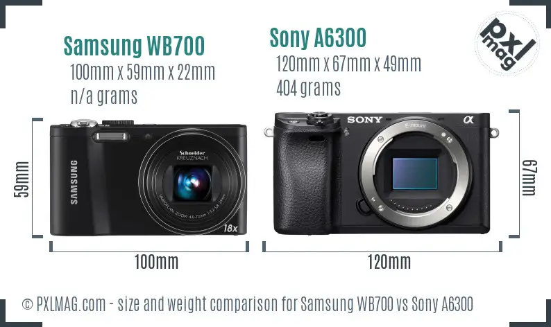 Samsung WB700 vs Sony A6300 size comparison