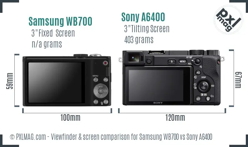 Samsung WB700 vs Sony A6400 Screen and Viewfinder comparison