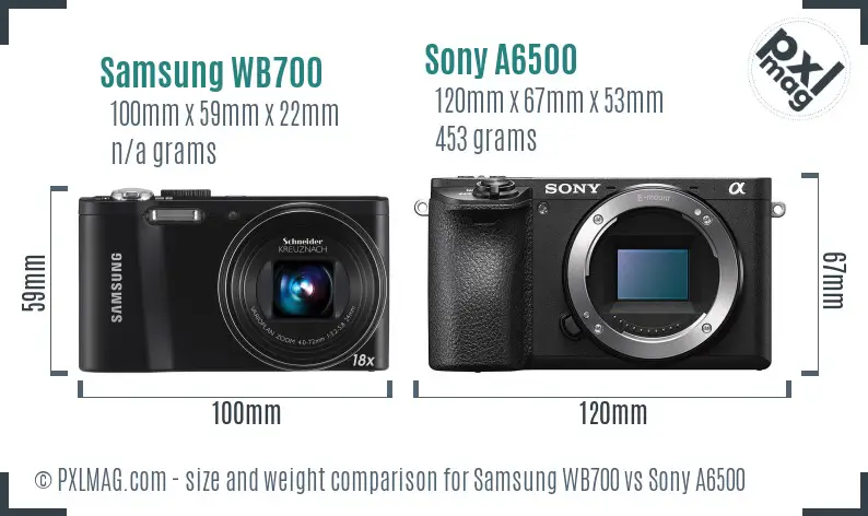 Samsung WB700 vs Sony A6500 size comparison