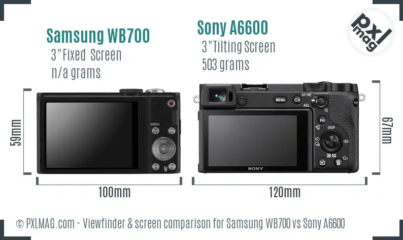 Samsung WB700 vs Sony A6600 Screen and Viewfinder comparison Samsung WB700 vs Sony A6600 Screen and Viewfinder comparison