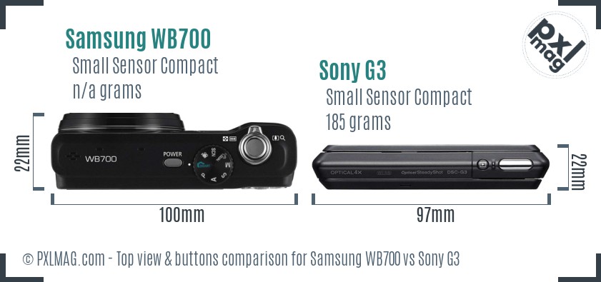 Samsung WB700 vs Sony G3 top view buttons comparison
