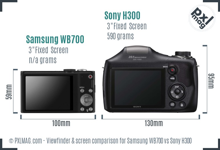 Samsung WB700 vs Sony H300 Screen and Viewfinder comparison