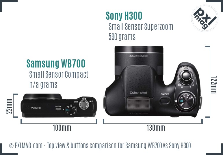 Samsung WB700 vs Sony H300 top view buttons comparison