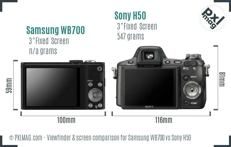 Samsung WB700 vs Sony H50 Screen and Viewfinder comparison