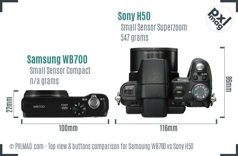 Samsung WB700 vs Sony H50 top view buttons comparison