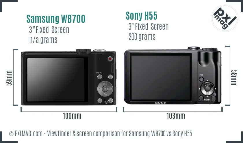Samsung WB700 vs Sony H55 Screen and Viewfinder comparison