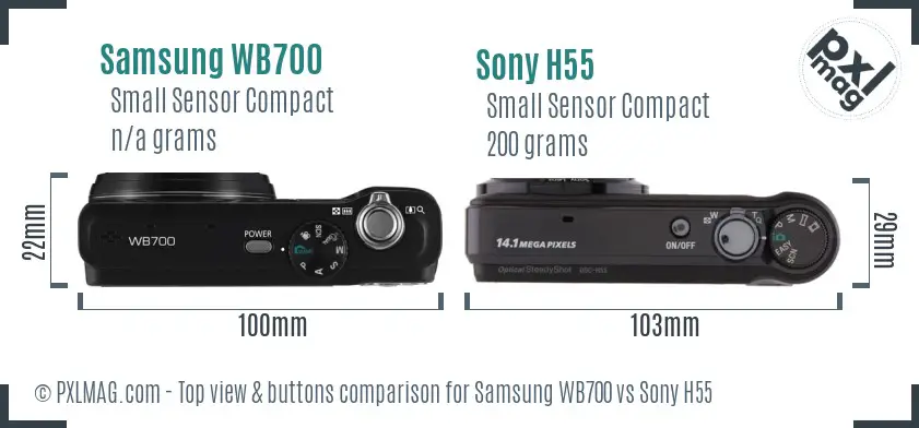 Samsung WB700 vs Sony H55 top view buttons comparison