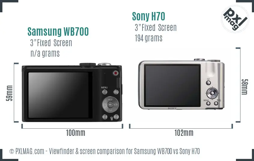 Samsung WB700 vs Sony H70 Screen and Viewfinder comparison