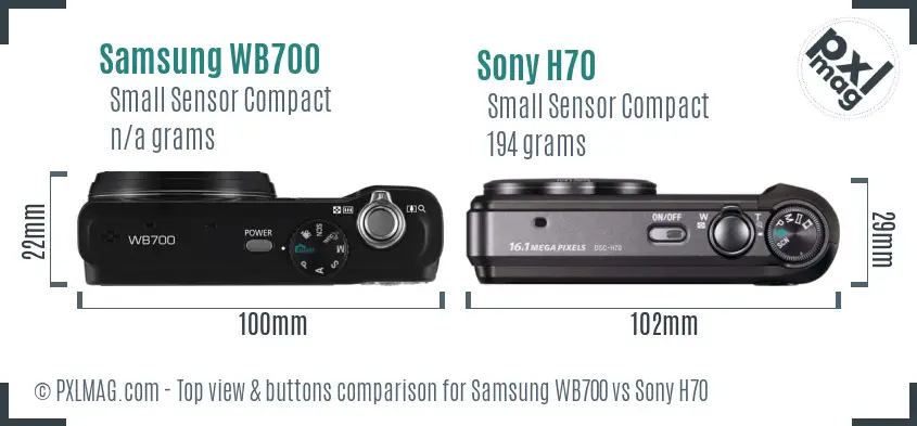 Samsung WB700 vs Sony H70 top view buttons comparison