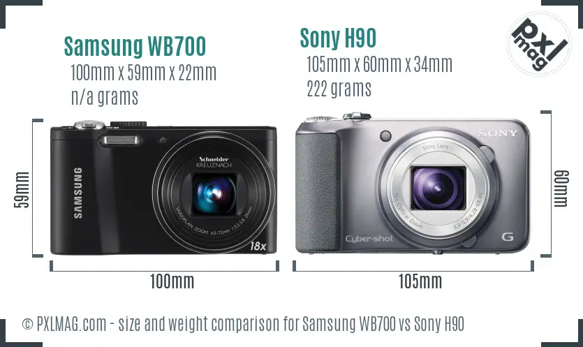 Samsung WB700 vs Sony H90 size comparison Samsung WB700 vs Sony H90 size comparison