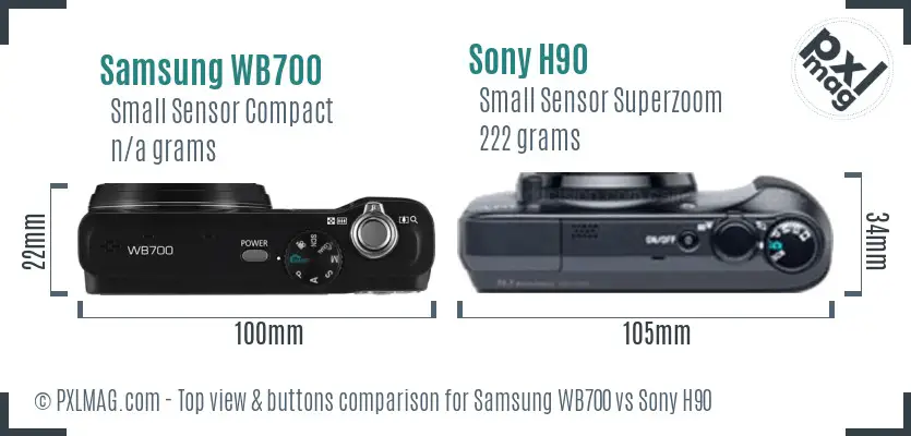 Samsung WB700 vs Sony H90 top view buttons comparison Samsung WB700 vs Sony H90 top view buttons comparison