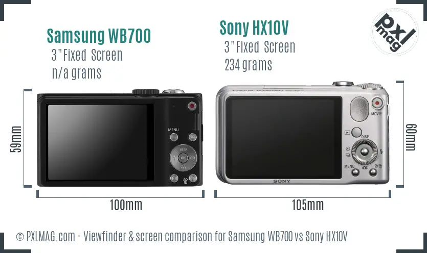 Samsung WB700 vs Sony HX10V Screen and Viewfinder comparison