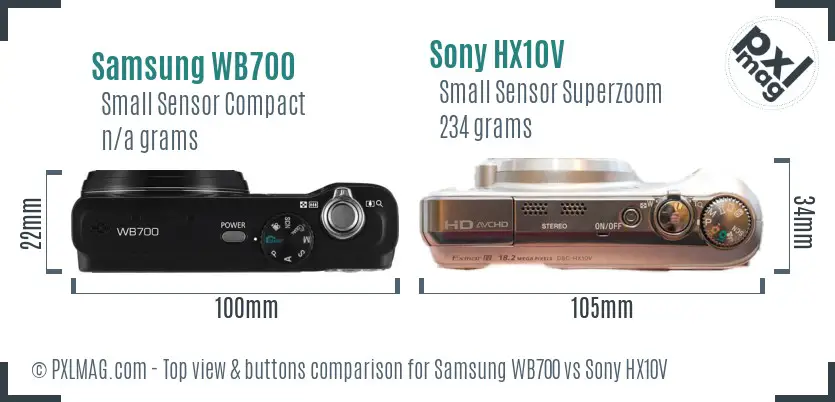 Samsung WB700 vs Sony HX10V top view buttons comparison