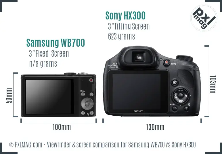 Samsung WB700 vs Sony HX300 Screen and Viewfinder comparison