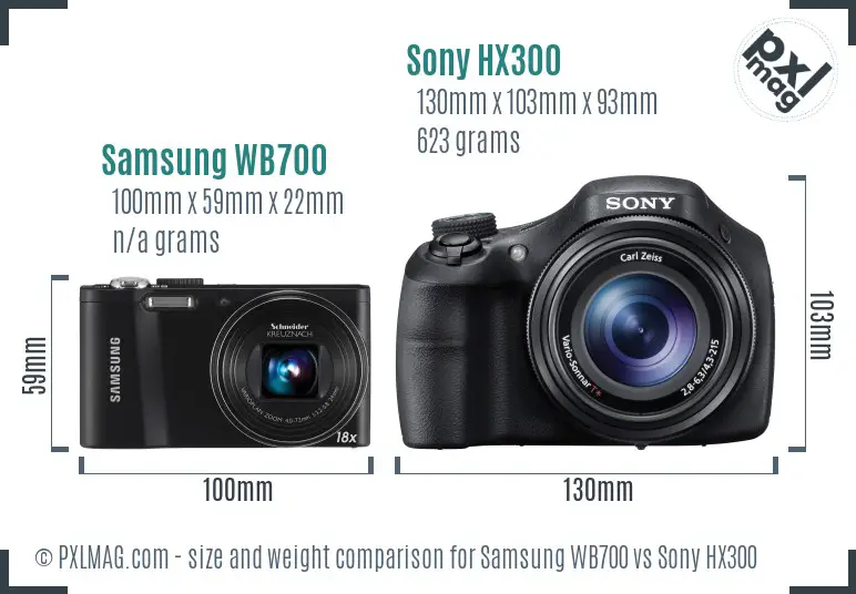 Samsung WB700 vs Sony HX300 size comparison