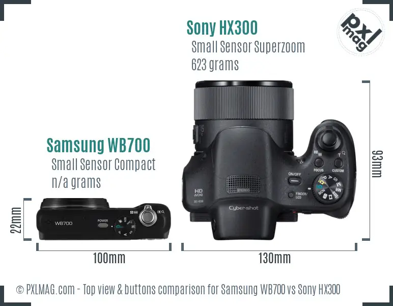 Samsung WB700 vs Sony HX300 top view buttons comparison