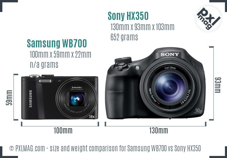 Samsung WB700 vs Sony HX350 size comparison