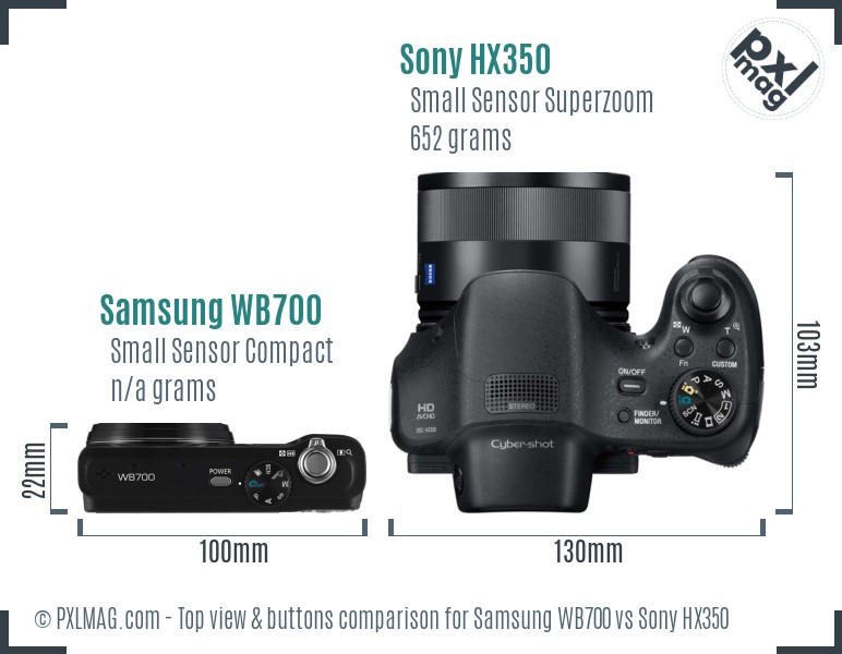 Samsung WB700 vs Sony HX350 top view buttons comparison