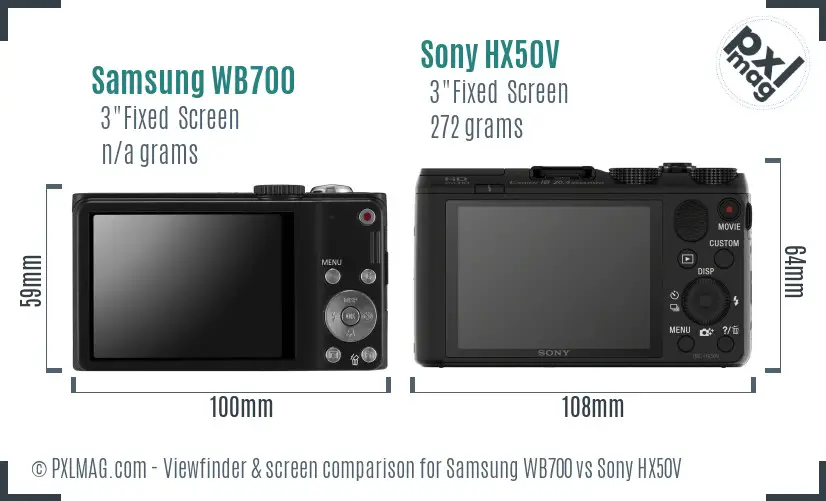 Samsung WB700 vs Sony HX50V Screen and Viewfinder comparison Samsung WB700 vs Sony HX50V Screen and Viewfinder comparison
