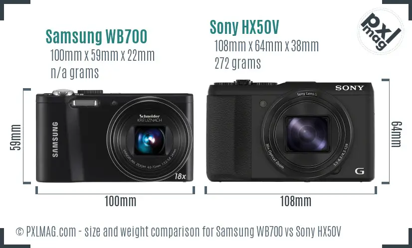 Samsung WB700 vs Sony HX50V size comparison Samsung WB700 vs Sony HX50V size comparison