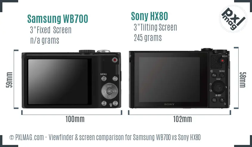 Samsung WB700 vs Sony HX80 Screen and Viewfinder comparison