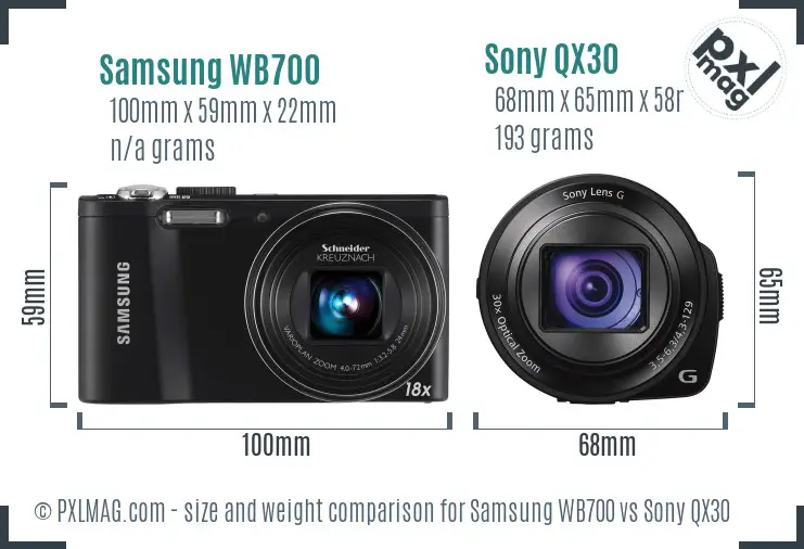 Samsung WB700 vs Sony QX30 size comparison Samsung WB700 vs Sony QX30 size comparison