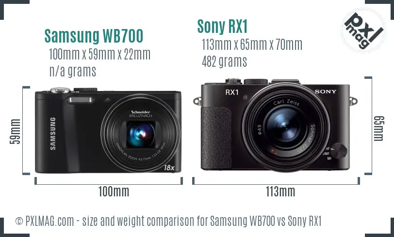 Samsung WB700 vs Sony RX1 size comparison