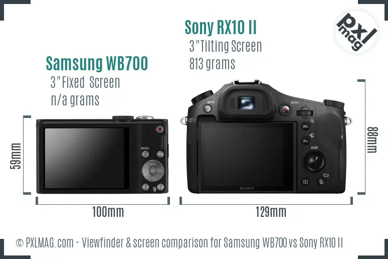 Samsung WB700 vs Sony RX10 II Screen and Viewfinder comparison Samsung WB700 vs Sony RX10 II Screen and Viewfinder comparison