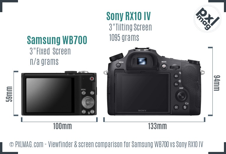 Samsung WB700 vs Sony RX10 IV Screen and Viewfinder comparison