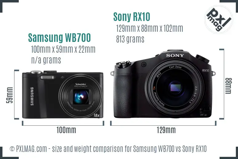 Samsung WB700 vs Sony RX10 size comparison