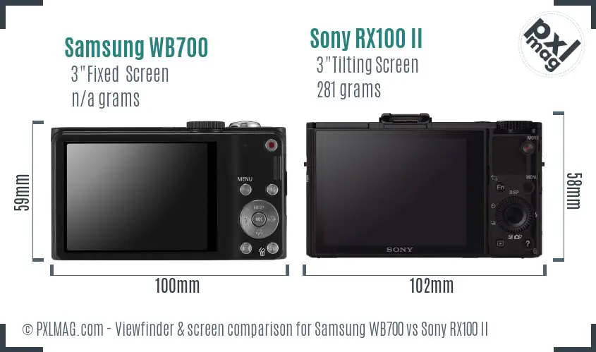Samsung WB700 vs Sony RX100 II Screen and Viewfinder comparison