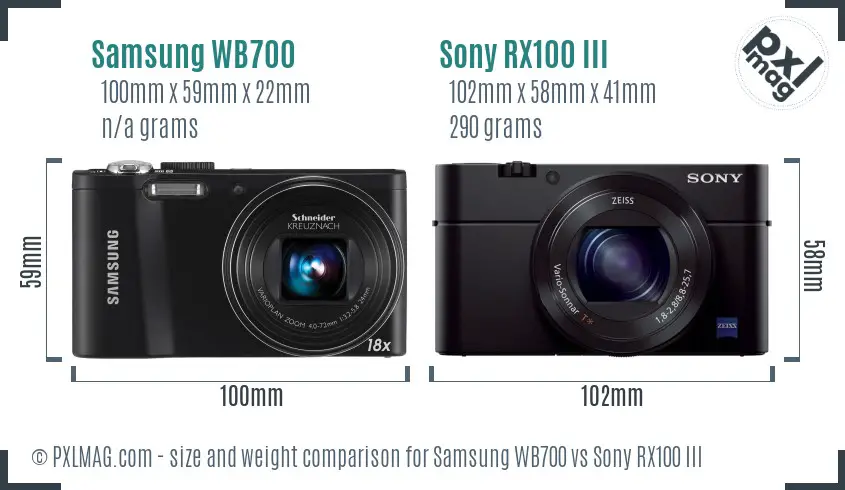 Samsung WB700 vs Sony RX100 III size comparison Samsung WB700 vs Sony RX100 III size comparison