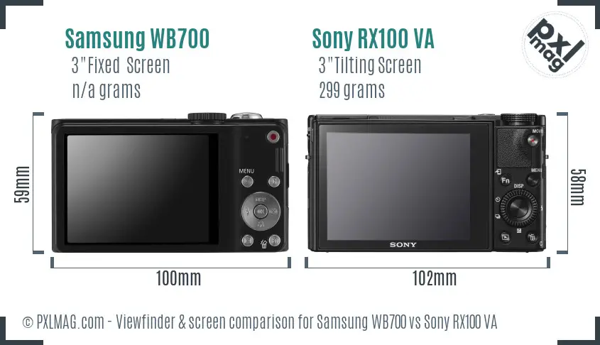 Samsung WB700 vs Sony RX100 VA Screen and Viewfinder comparison