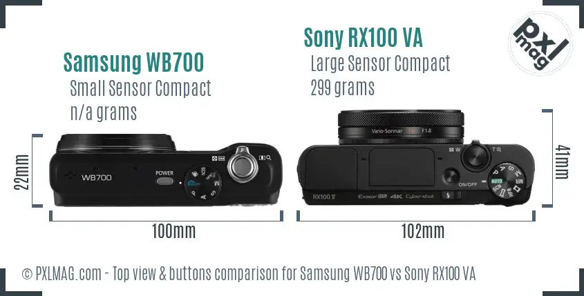 Samsung WB700 vs Sony RX100 VA top view buttons comparison