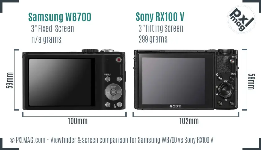 Samsung WB700 vs Sony RX100 V Screen and Viewfinder comparison Samsung WB700 vs Sony RX100 V Screen and Viewfinder comparison