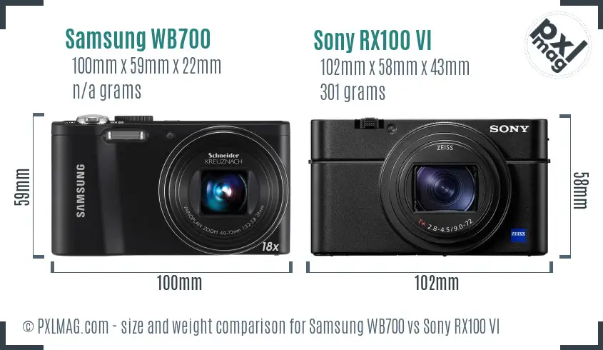 Samsung WB700 vs Sony RX100 VI size comparison Samsung WB700 vs Sony RX100 VI size comparison