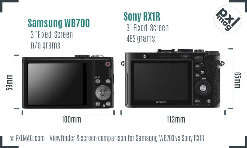 Samsung WB700 vs Sony RX1R Screen and Viewfinder comparison