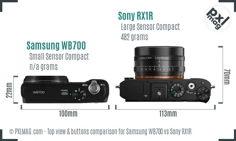 Samsung WB700 vs Sony RX1R top view buttons comparison