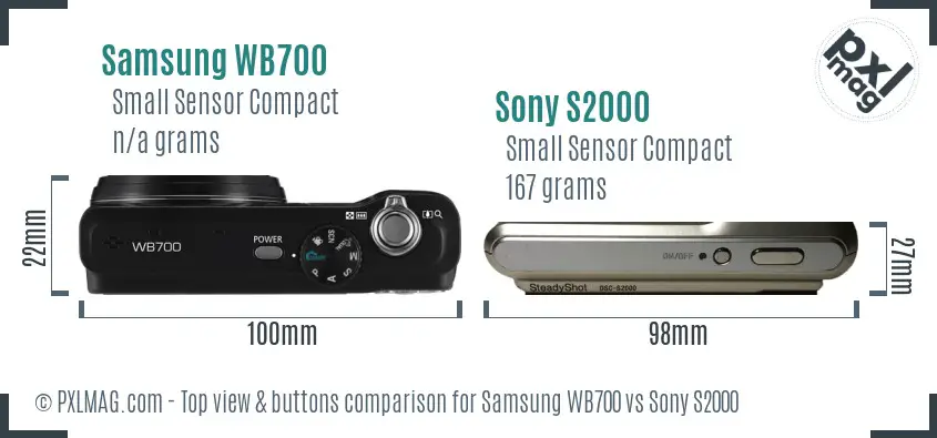 Samsung WB700 vs Sony S2000 top view buttons comparison
