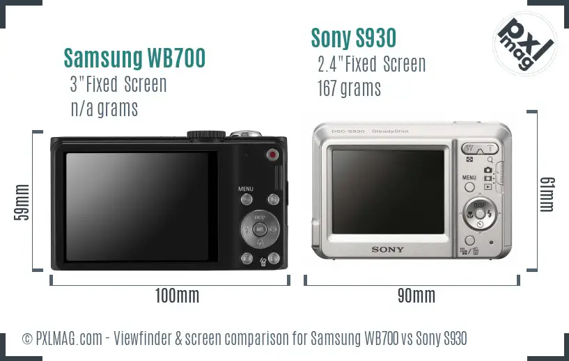 Samsung WB700 vs Sony S930 Screen and Viewfinder comparison