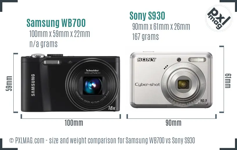 Samsung WB700 vs Sony S930 size comparison